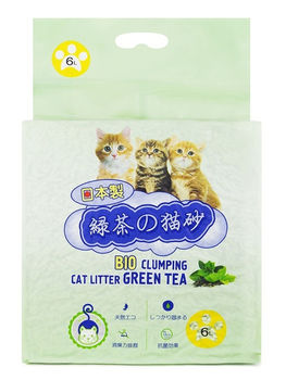 Наполнитель для кошек Hakase Arekkusu Тофу, комкующийся, зелёный чай 6л.