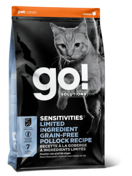Сухой беззерновой корм для котят Go! с чувствительным пищеварением, с минтаем, Sensitivity + Shine Grain Free Pollock Cat Recipe 1,36 кг, 3,63 кг, 7,26 кг