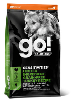 Сухой корм для щенков и собак с чувствительным пищеварением Go! SENSITIVITIES Limited Ingredient Grain Free Turkey Recipe DF 26/14 беззерновой с индейкой 1,59 кг, 2,72 кг, 5,44 кг, 9,98 кг