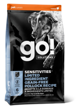 Сухой корм для щенков и собак с чувствительным пищеварением Go! Natural Holistic Sensitivity + Shine LID Pollock Dog Recipe, Grain Free 24/12, беззерновой с минтаем 1,59 кг, 2,72 кг, 5,44 кг, 9,98 кг