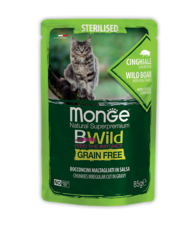 Влажный корм для кошек Monge Cat BWild Grain Free паучи из мяса кабана с овощами 85гр