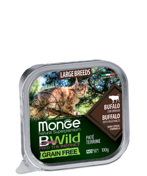 Влажный корм для взрослых кошек Monge BWild Cat Grain Free Paté terrine Bufalo из мяса буйвола с овощами 100гр