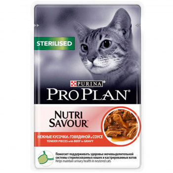 Консервированный корм для взрослых кошек Pro Plan Nutrisavour Sterilised Adult Beef in Gravy с Говядиной в соусе 85 гр