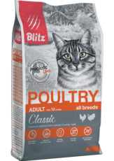 Сухой корм для взрослых кошек домашняя птица Blitz Classic Poultry Adult Cat All Breeds 