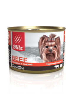 Консервированный корм для собак мелких пород всех возрастов говядина с тыквой Blitz Sensitive Small Breed Beef with Pumpkin 200 гр