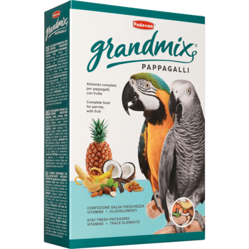 Комплексный и основной корм для крупных попугаев Padovan Grandmix Pappagalli 600 г, 2 кг