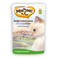Консервированный корм для взрослых кошек Мнямс Бефстроганов по-тасмански (с мясом страуса) 85 г