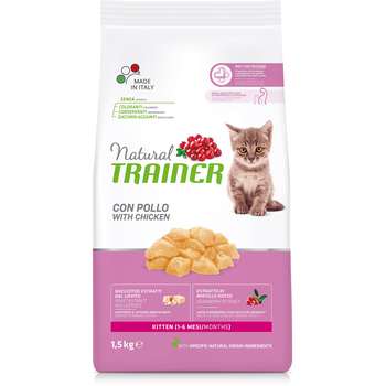Сухой корм для котят с 1 до 6 месяцев  Trainer Natural Kitten с курицей 300 гр, 1,5 кг