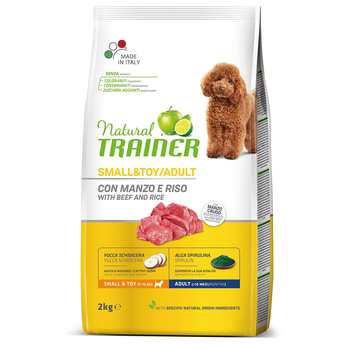 Сухой корм для взрослых собак мелких пород от 10 месяцев до 8 лет Trainer Natural Dog Small & Toy - Beef and Rice с говядиной 800 гр, 2 кг