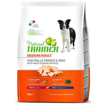 Сухой корм для взрослых собак средних размеров Trainer Natural Dog Medium Adult - Fresh Chicken and Rice с курицей и рисом 3 кг