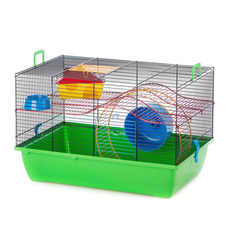 Клетка для грызунов PIGI II (PINKY II METAL + Equipment) + металлический этаж и пластиковый комплект 500х330х330 (цветной прут) Inter Zoo
