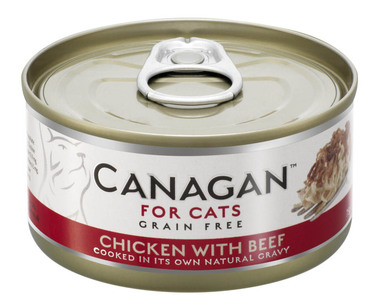 Консервированный корм для кошек Canagan цыпленок с говядиной 75 гр.