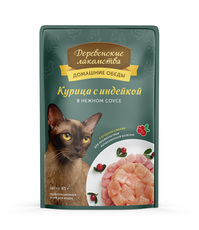 Влажный корм для кошек Деревенские лакомства Курица с индейкой в нежном соусе