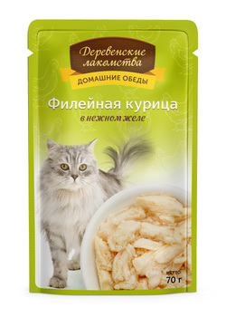 Влажный корм для кошек Деревенские лакомства Филейная курица в желе 70 гр.