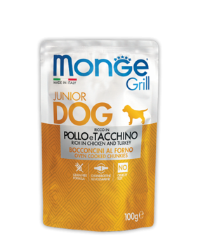 Консервы для щенков и юниоров Monge Dog Grill Puppy&Junior pollo e Tacchino с курицей и индейкой 100гр