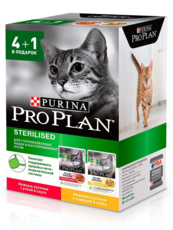 Влажный корм для стерилизованных кошек Pro Plan Nutrisavour Sterilised с курицей и уткой 4+1