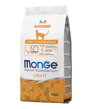 Сухой корм  корм для кошек Monge Cat Speciality Light низкокалорийный с индейкой 1,5 кг