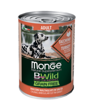 Консервы для собак Monge Dog BWild Grainfree All Breeds Adult Tacchino из индейки с тыквой и кабачками 