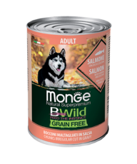 Консервы для собак Monge Dog BWild Grainfree All Breeds Adult Salmone лосося с тыквой и кабачками 