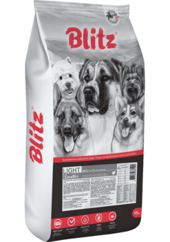 Сухой корм для собак с лишнем весом Блиц Лайт Blitz Sensitive Light Adult Dog All Breeds 15 кг