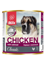 Консервированный корм для собак всех пород и возрастов курица с овсянкой Blitz Classic Dog Chicken & Oatmeal Minced