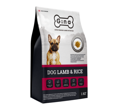 Сухой гипоаллергеный корм для собак Gina Dog Lamb & Rice, для собак, страдающих пищевыми аллергиями, кожными заболеваниями и проблемами пищеварения  1 кг, 3 кг, 7,5 кг, 18 кг