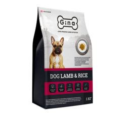 Сухой гипоаллергеный корм для собак Gina Dog Lamb & Rice, для собак, страдающих пищевыми аллергиями, кожными заболеваниями и проблемами пищеварения 