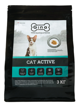 Сухой корм для взрослых кошек Gina Cat Active (цыпленок, утка и рис) для активных и выставочных кошек 1 кг, 3 кг, 7,5 кг, 18 кг