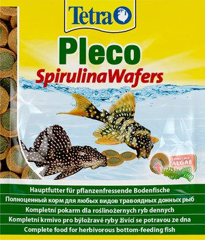 Полноценный корм для всех  растительноядных донных рыб TetraPleco Spirulina Wafers 15г