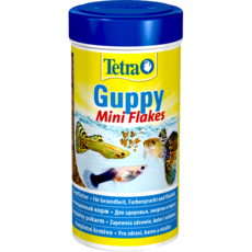 Основной корм для живородящих рыб TetraGuppy Mini Flakes (хлопья) 250мл 