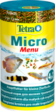Основной корм для рыб TetraMicro Мenu 100мл, четыре вида корма серии Micro (гранулы, палочки, шарики, чипсы)
