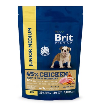 Сухой корм для молодых собак средних пород Brit Premium Dog Junior Medium с курицей 1 кг, 3 кг