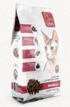 Сухой корм для кошек Clan Gurman 33/14 индейка с креветкой 400 гр, 1,25 кг, 10 кг