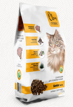 Корм для кошек Clan Senior 30/14 курица с телятиной 400 гр, 1,25 кг, 10 кг