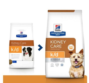 Сухой диетический корм для собак при лечении заболеваний почек Hills k/d 1,5 кг, 12 кг