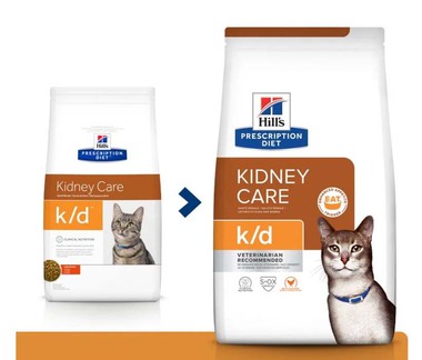 Сухой диетический корм для кошек лечение заболеваний почек Hill's Prescription Diet k/d Kidney Care с курицей 400 гр, 1,5 кг, 3 кг