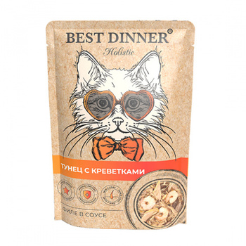Влажный корм для взрослых кошек Best Dinner Holistic Тунец с креветками 70гр