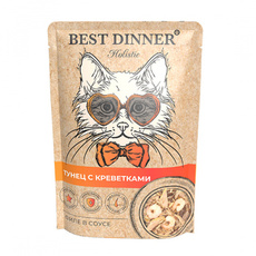 Влажный корм для взрослых кошек Best Dinner Holistic Тунец с креветками 70гр