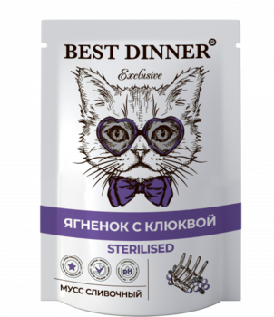 Влажный корм для стерилизованных кошек  Best Dinner Ягненок с клюквой мусс сливочный 85 гр