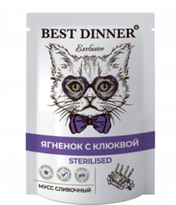 Влажный корм для стерилизованных кошек  Best Dinner Ягненок с клюквой мусс сливочный 85 гр