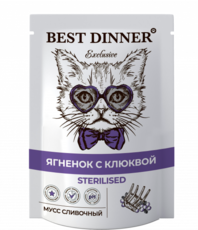 Влажный корм для стерилизованных кошек Best Dinner Ягненок с клюквой мусс сливочный 85 гр