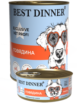 Лечебный корм для собак Best Dinner Exclusive Vet Profi Mobility Говядина профилактика заболеваний опорно-двигательного аппарата 100 г, 340 гр