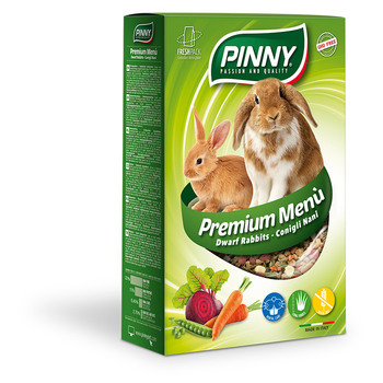 Полнорационный корм PINNY Premium Menu для карликовых кроликов с морковью, горохом, свеклой 800 гр, 2,5 кг