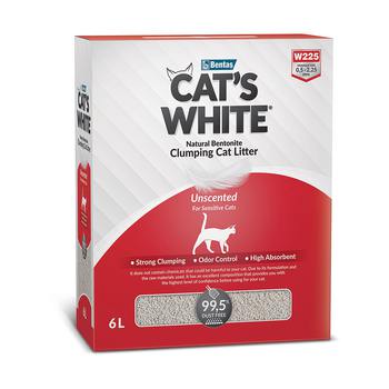 Комкующийся наполнитель натуральный без ароматизатора для кошачьего туалета Cat's White BOX Premium Natural  6 л, 10 л