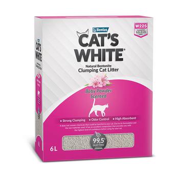 Комкующийся наполнитель натуральный без ароматизатора для кошачьего туалета Cat's White BOX Baby Powder 6 л