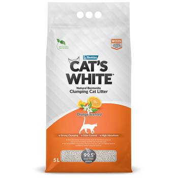 Комкующийся наполнитель натуральный без ароматизатора для кошачьего туалета Cat's White Orange 5 л, 10 л