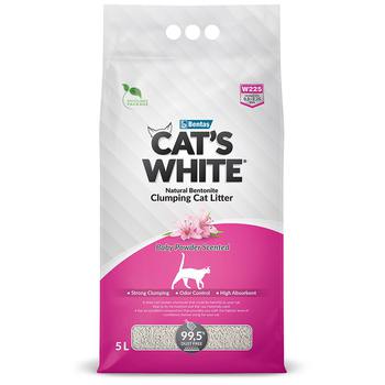Комкующийся наполнитель натуральный без ароматизатора для кошачьего туалета Cat's White Baby Powder 6 л, 10 л