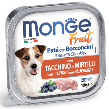Консервы для взрослых собак Monge Dog Fruit с индейкой и черникой 100 г