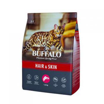 Сухой корм для взрослых кошек Mr.Buffalo Hair & Skin c лососем 400 гр, 1,8 кг, 10 кг