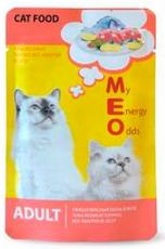 Влажный корм для кошек Ме-О Adult пауч Тунец и Красный окунь в желе 80г